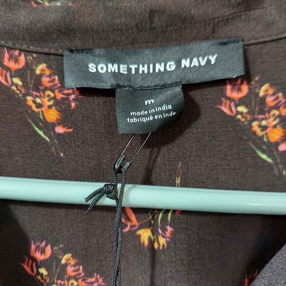 NWT Something Navy Brown Ganache Bohemian Button Down Size M - Picture 5 of 6